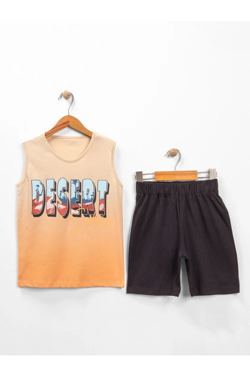 Desert Safari Baskılı Sıfır Kol Şortlu Takım 15389