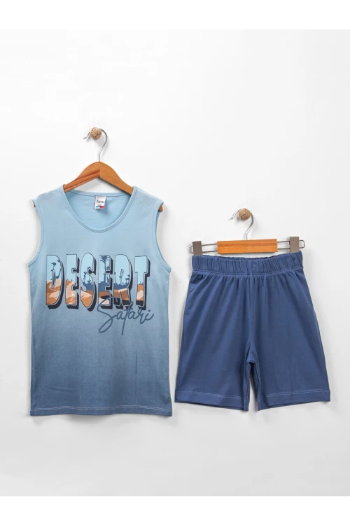 Desert Safari Baskılı Sıfır Kol Şortlu Takım 15389