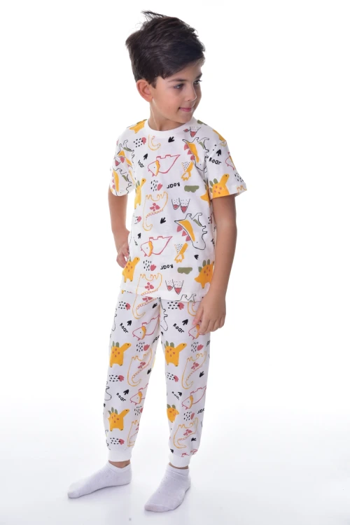 Dinazor Desenli Kısa Kol Pijama Takımı 22203