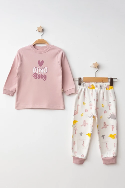 Dino Baby Baskılı Pamuklu Pijama Takımı 45166