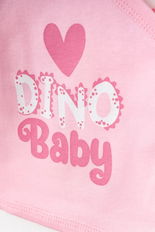 Dino Baskılı Kız Bebek 5li Set 3004