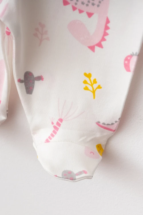 Dino Baskılı Kız Bebek 5li Set 3004