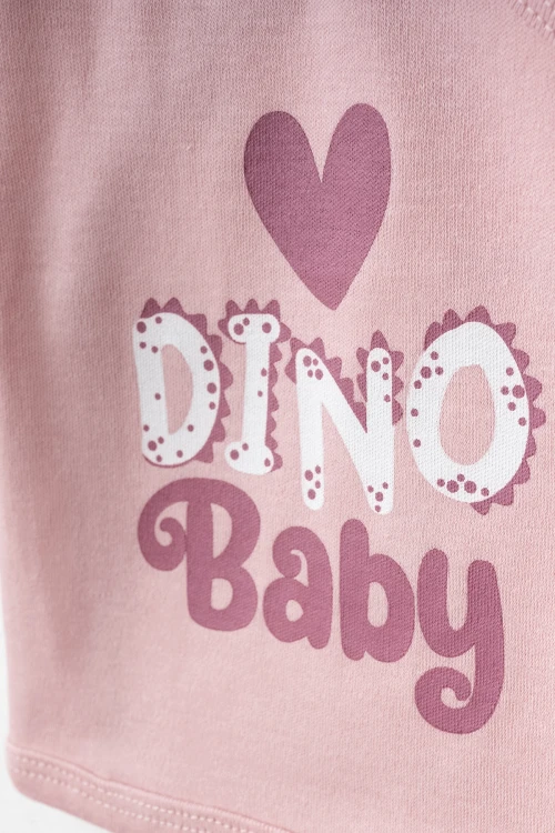 Dino Baskılı Kız Bebek 5li Set 3004