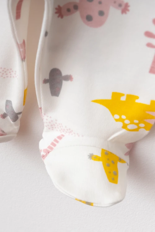 Dino Baskılı Kız Bebek 5li Set 3004