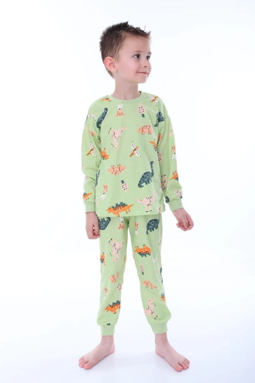 Dino Desenli Erkek Çocuk Pijama Takımı 32220