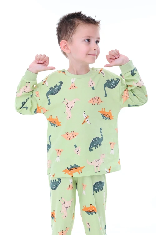 Dino Desenli Erkek Çocuk Pijama Takımı 32220