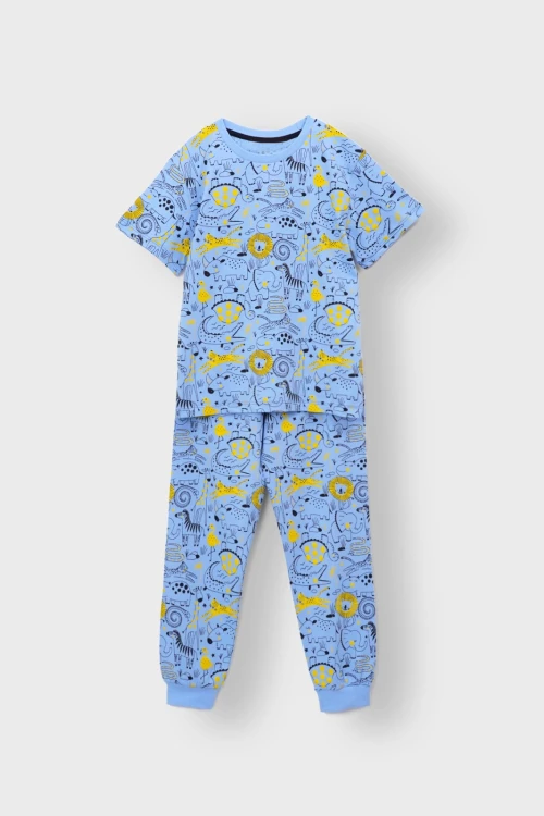 Dino Desenli Kısa Kol Pijama Takımı 22204