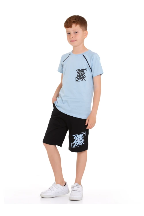 Dont Look Baskılı Erkek Şortlu Takım 73309