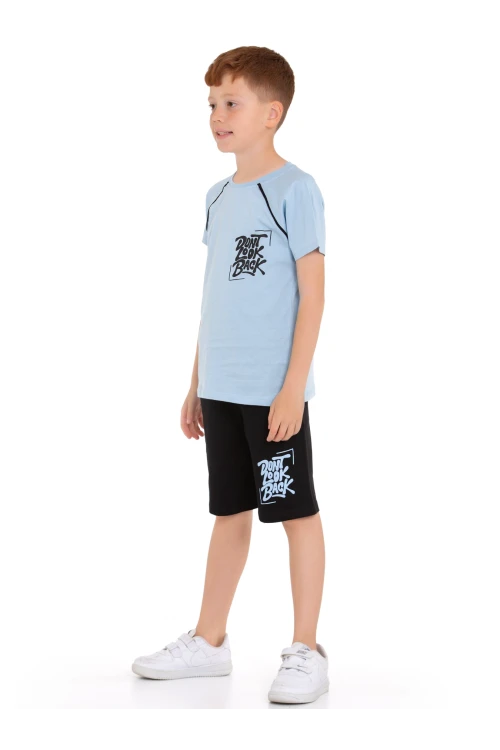 Dont Look Baskılı Erkek Şortlu Takım 73309