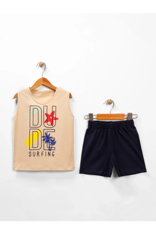 Dude Baskılı Sıfır Kol Şortlu Takım 15296