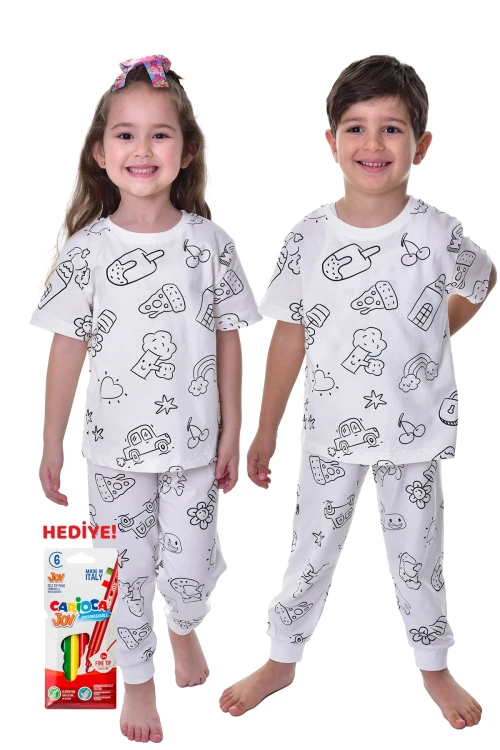 Figürlü Boyanabilir Pijama Takımı  PJ22226