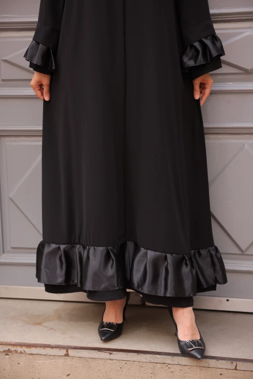 Fırfırlı Fermuarlı Ferace 8114