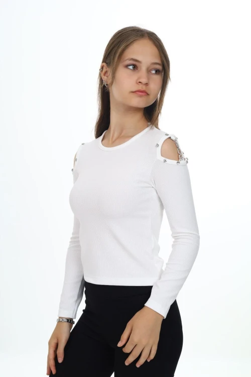 Fitilli Omuzu Zincirli Uzun Kol Body 9412