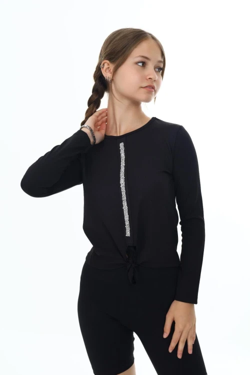 Fitilli Önü Taşlı Uzun Kol Body 9415