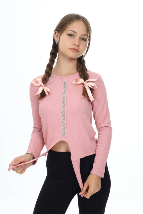 Fitilli Önü Taşlı Uzun Kol Body 9415