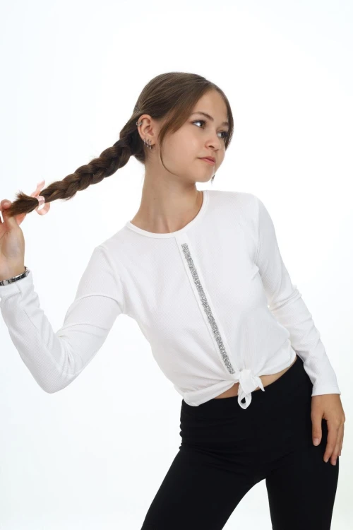 Fitilli Önü Taşlı Uzun Kol Body 9415