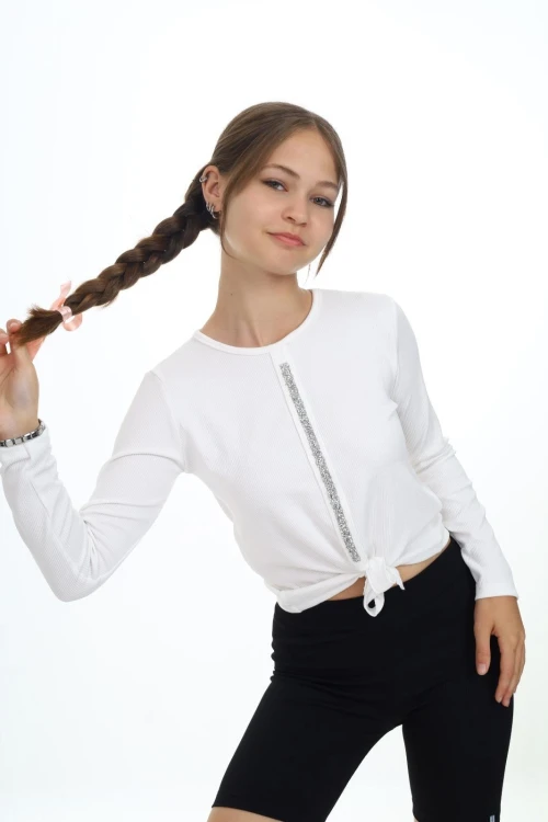 Fitilli Önü Taşlı Uzun Kol Body 9415