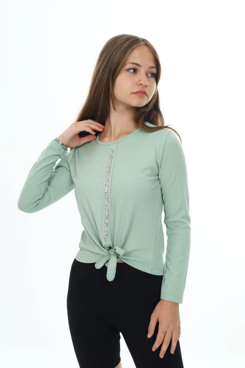 Fitilli Önü Taşlı Uzun Kol Body 9415