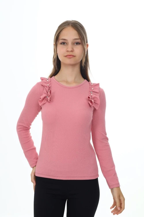 Fitilli Yakası İncili Uzun Kol Body 9408