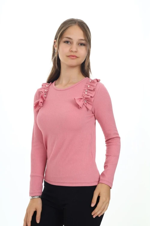 Fitilli Yakası İncili Uzun Kol Body 9408