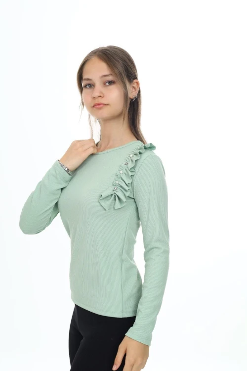 Fitilli Yakası İncili Uzun Kol Body 9408