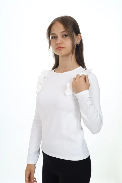 Fitilli Yakası İncili Uzun Kol Body 9408