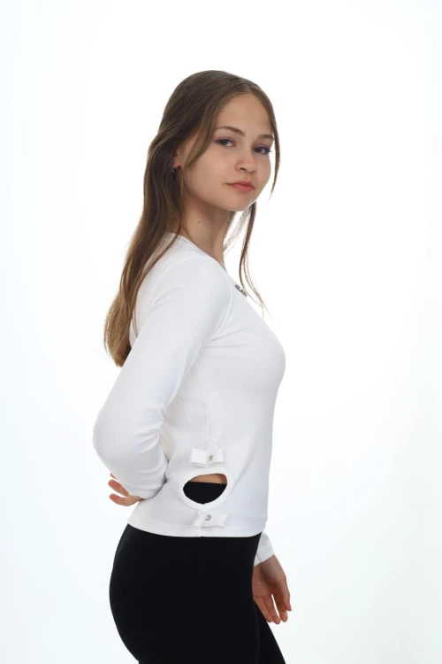 Fitilli Yakası Taşlı Uzun Kol Body 9406