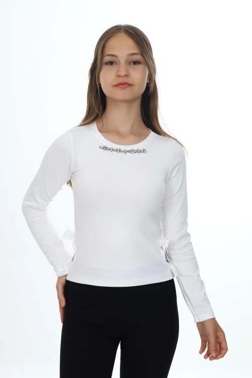 Fitilli Yakası Taşlı Uzun Kol Body 9406