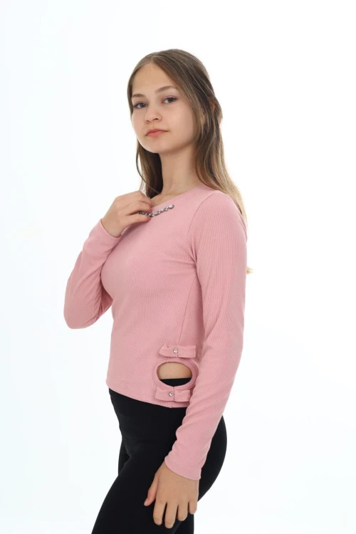 Fitilli Yakası Taşlı Uzun Kol Body 9406