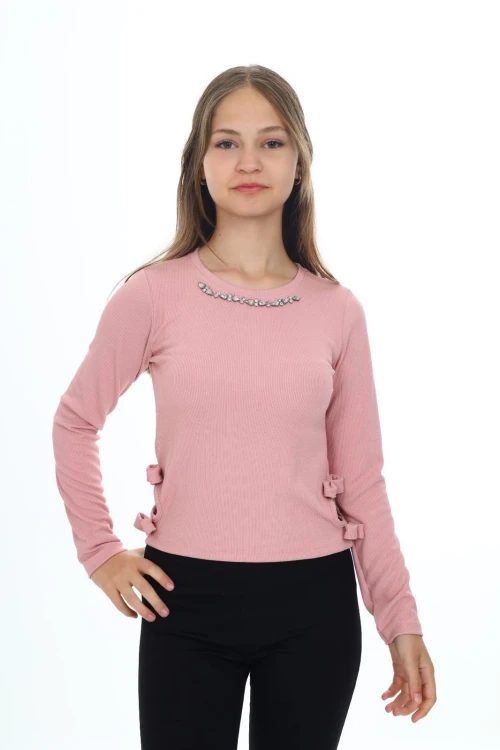 Fitilli Yakası Taşlı Uzun Kol Body 9406