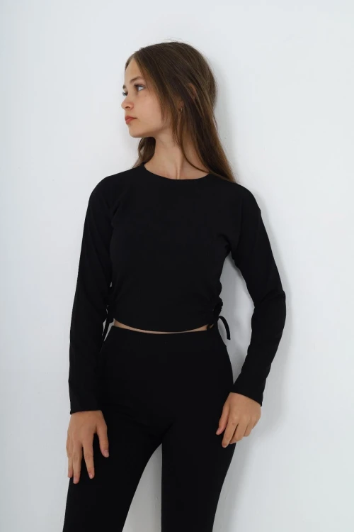 Fitilli Yanları Büzgülü Uzun Kol Body 9403