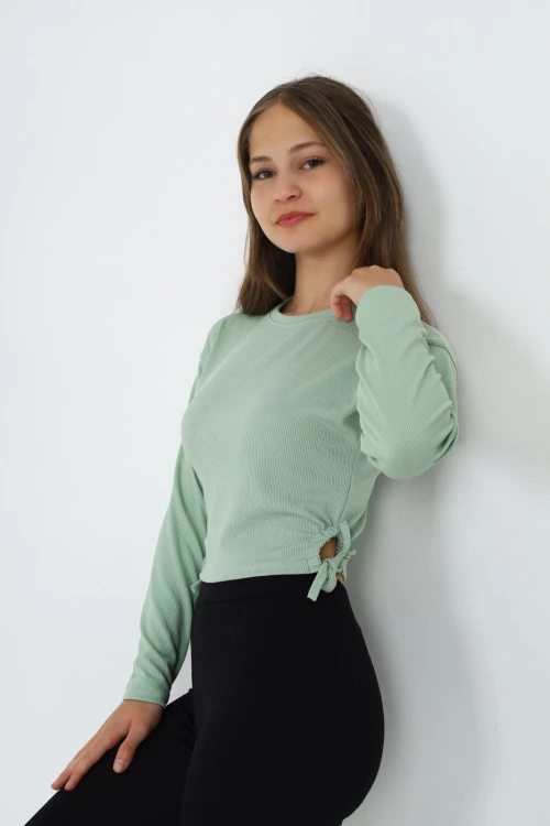 Fitilli Yanları Büzgülü Uzun Kol Body 9403