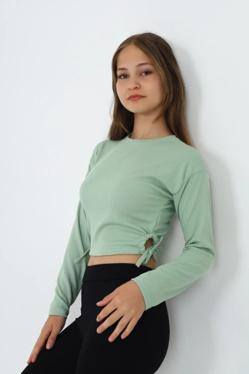 Fitilli Yanları Büzgülü Uzun Kol Body 9403