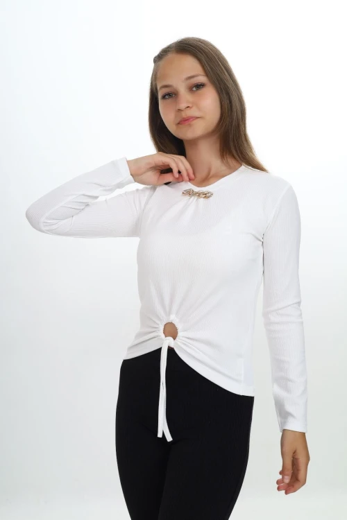 Fitilli Zincir Detaylı Uzun Kol Body 9414