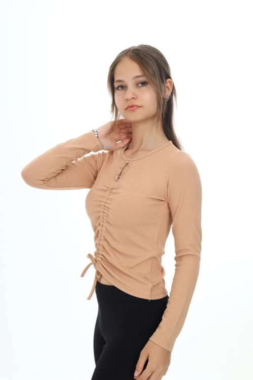 Fitlli Önü Büzgülü Uzun Kol Body 9405