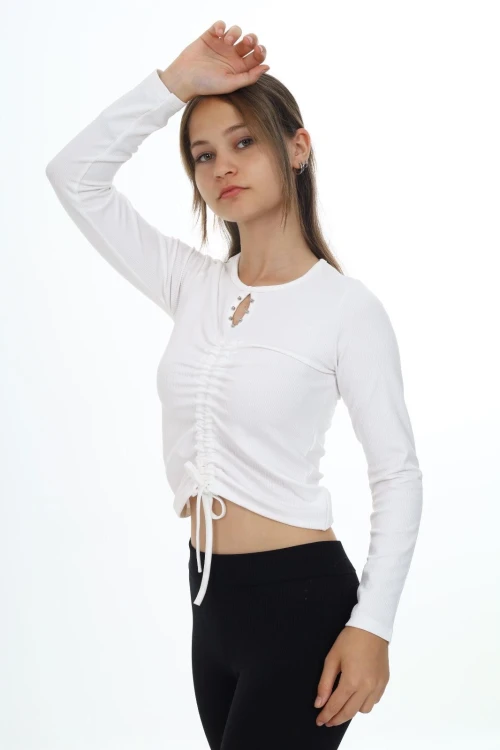 Fitlli Önü Büzgülü Uzun Kol Body 9405