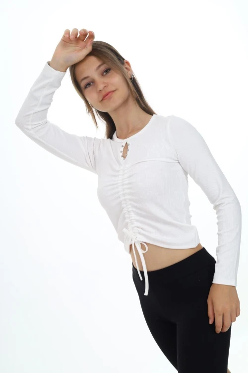 Fitlli Önü Büzgülü Uzun Kol Body 9405