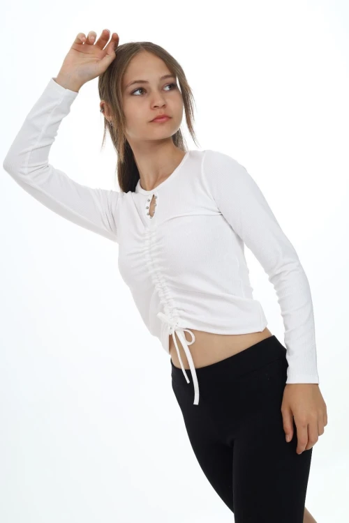 Fitlli Önü Büzgülü Uzun Kol Body 9405