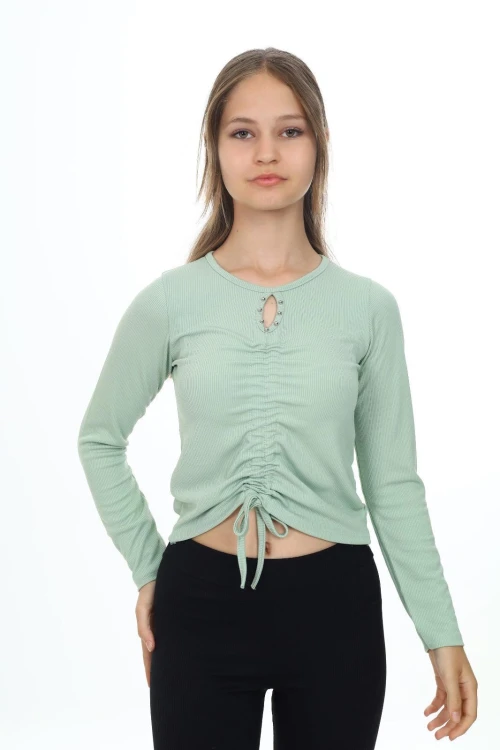 Fitlli Önü Büzgülü Uzun Kol Body 9405