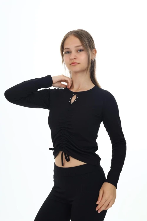 Fitlli Önü Büzgülü Uzun Kol Body 9405