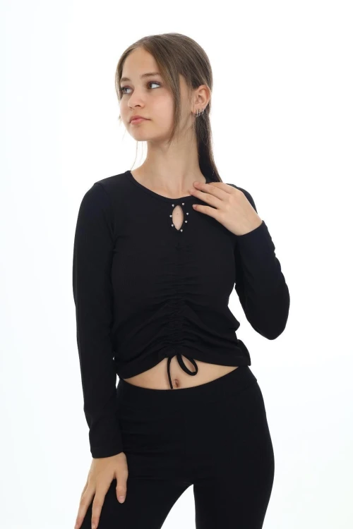 Fitlli Önü Büzgülü Uzun Kol Body 9405