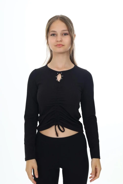 Fitlli Önü Büzgülü Uzun Kol Body 9405