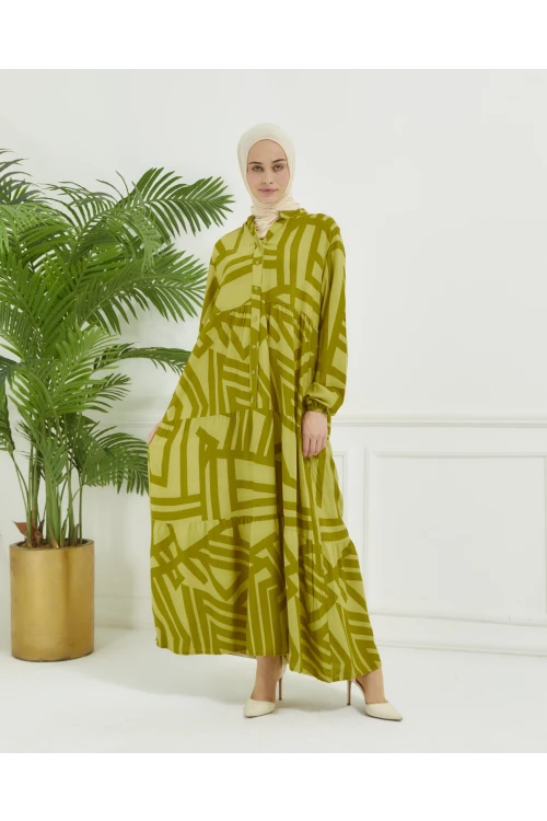 Geometrik Desen Elbise N010