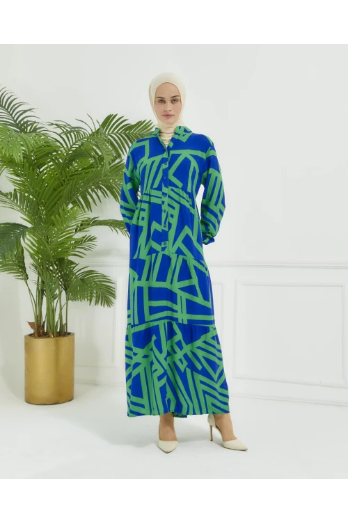 Geometrik Desen Elbise N010