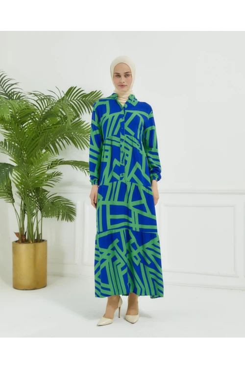 Geometrik Desen Elbise N010