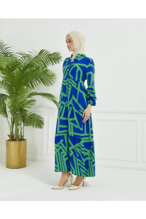 Geometrik Desen Elbise N010