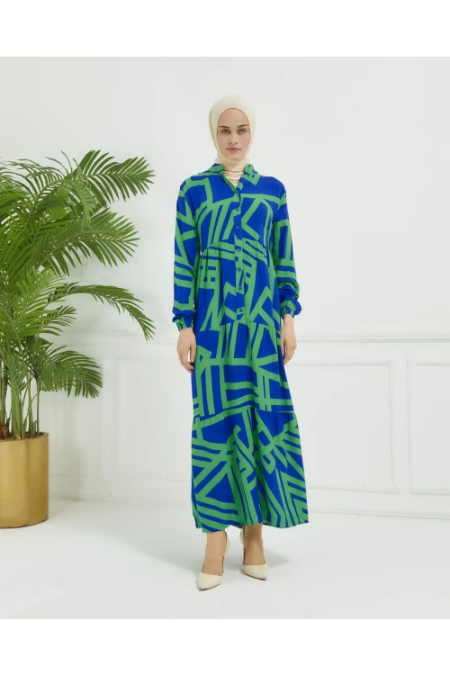 Geometrik Desen Elbise N010