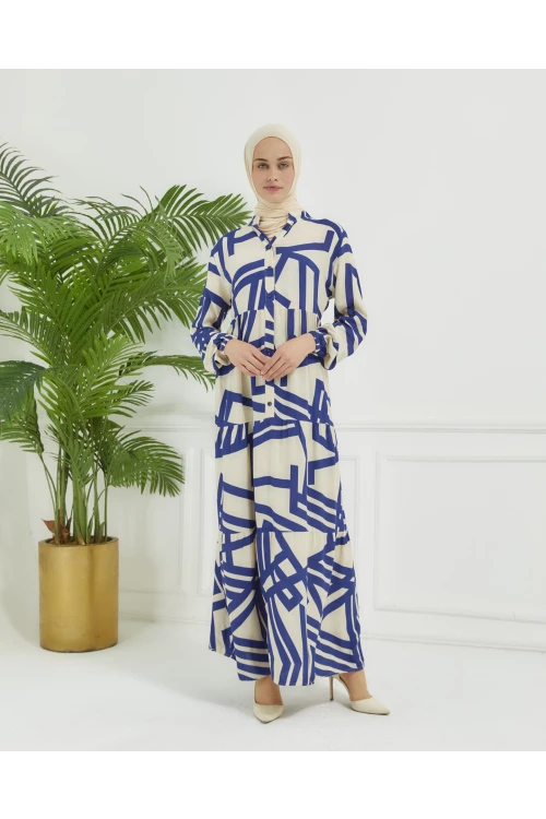 Geometrik Desen Elbise N010