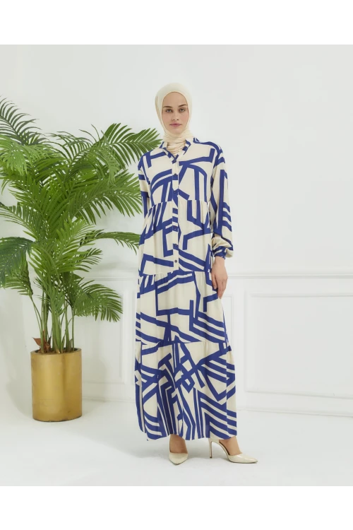 Geometrik Desen Elbise N010