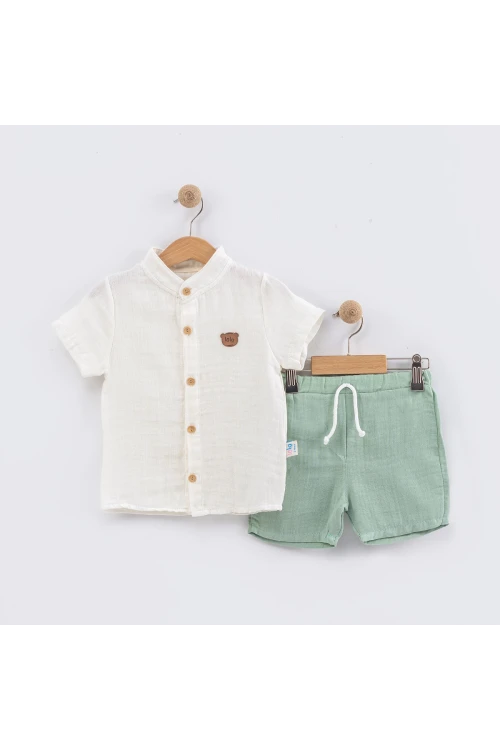 Hakim Yaka Gömlekli Müslin Takım 9136